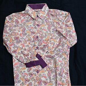 Vibrant Paisley Men's Shirt with Purple Details